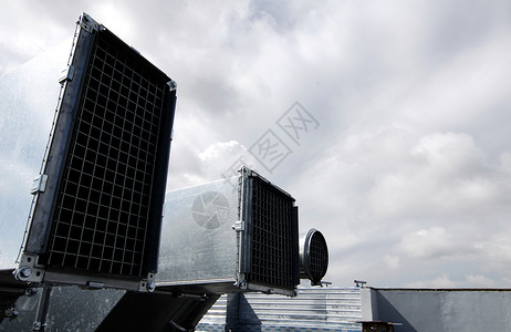现代楼顶的空调管道贵公司专门处理供暖和空调系统的有用文件掌声图片