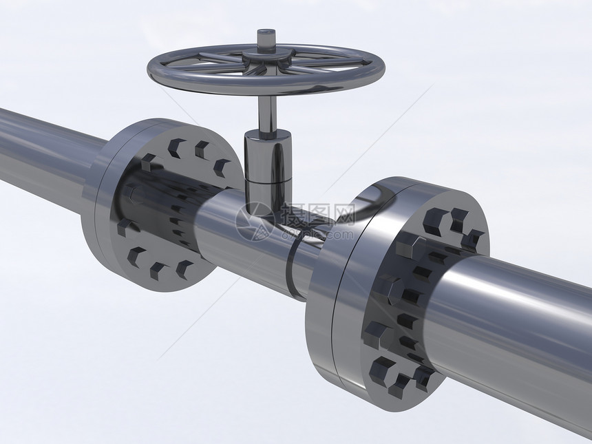 白色背景上有金属阀门的煤气管图片
