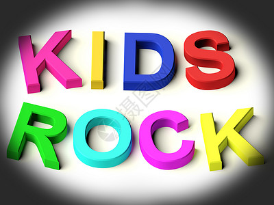 彩色字母拼写孩子摇滚作为童年图片
