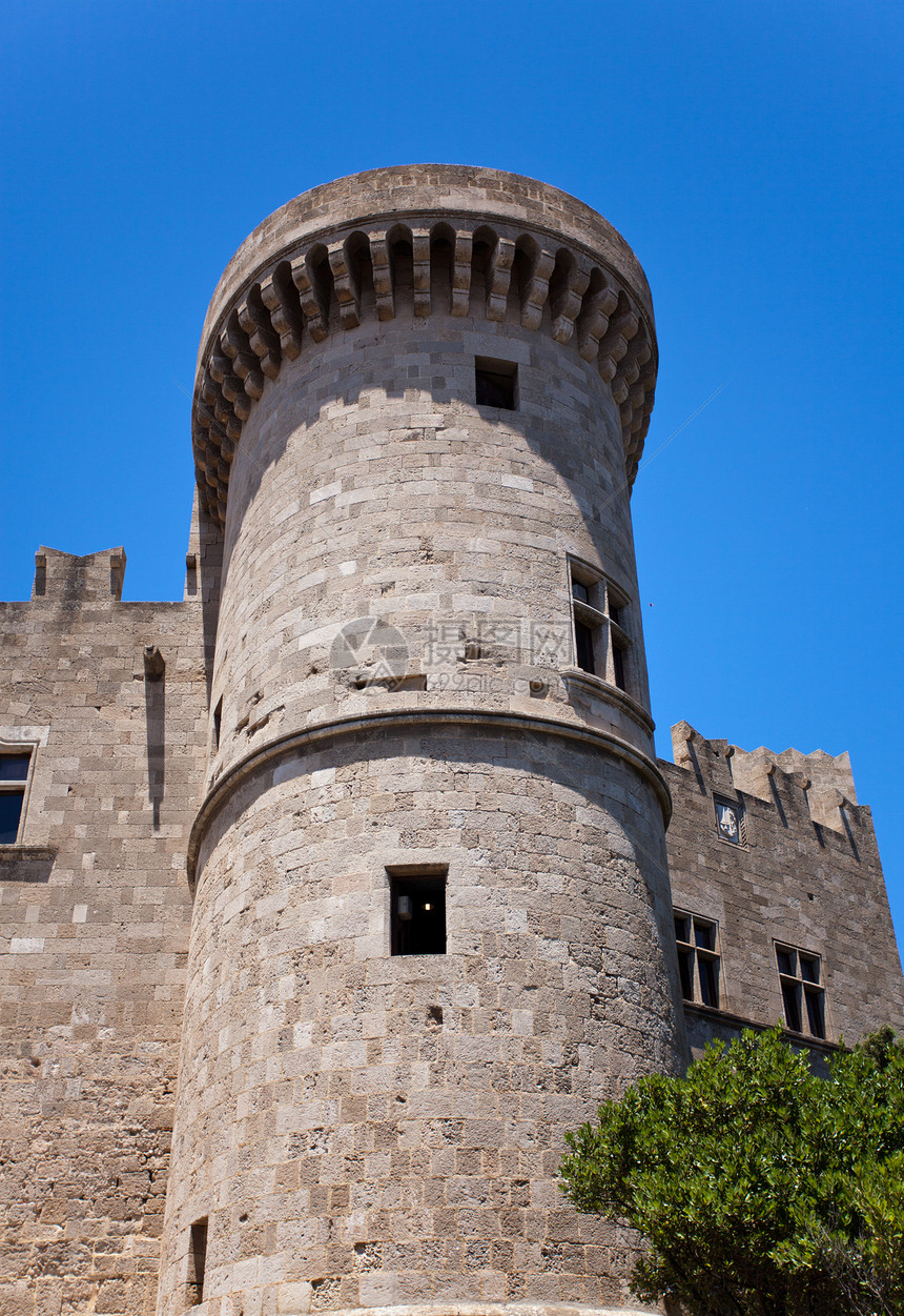希腊罗德镇大师宫中为数不多的塔楼之一图片