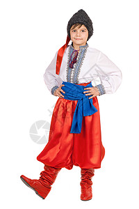 穿着乌克兰民族服装的男孩孤图片