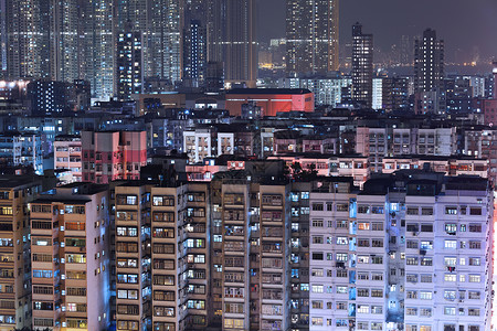 香港夜间建筑图片