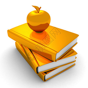 一堆书上的金苹果教育背景图片