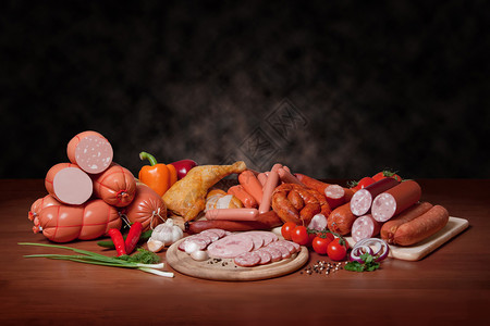各种加工的冷肉制品在高清图片