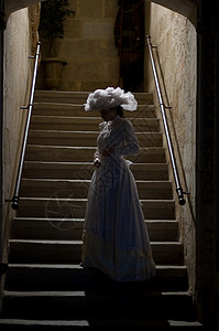 维多利亚女士在城堡楼梯图片