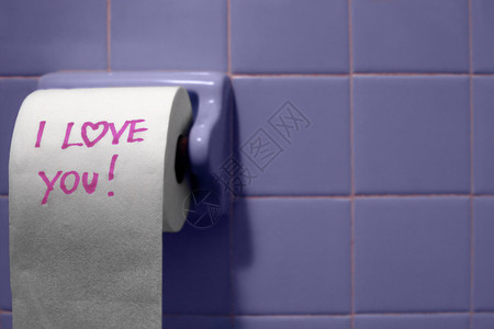 浴室里的厕纸上写着我爱你图片