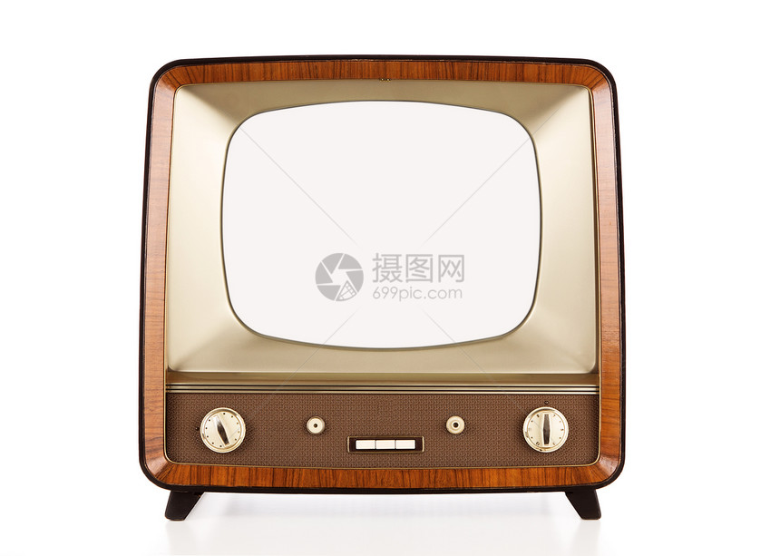 白色的旧复古电视与屏幕图片