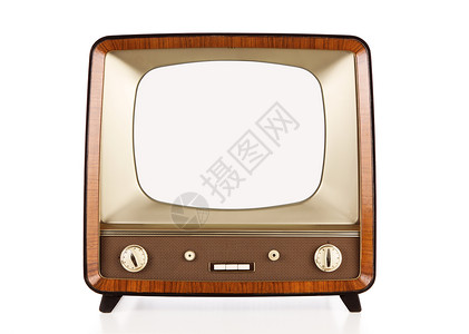 白色的旧复古电视与屏幕图片