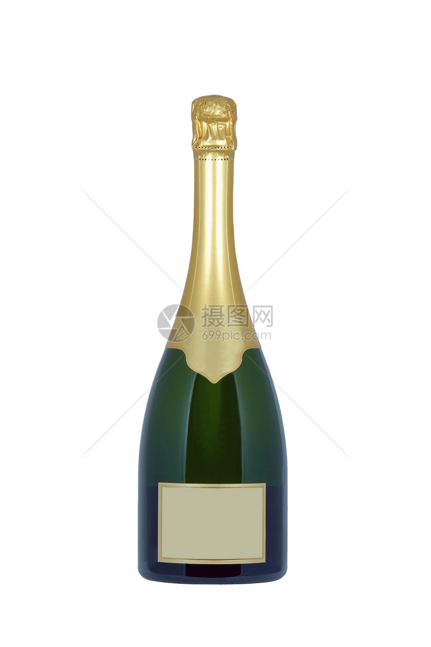 一瓶带空白标签的香槟图片
