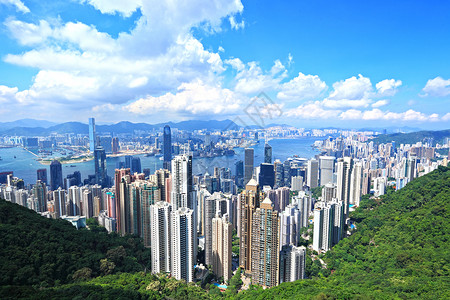 从山顶看香港城市天际线图片