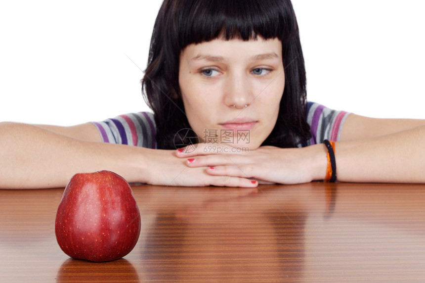 喜欢吃苹果的女孩让饮食乏味图片