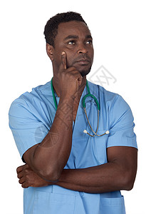 蓝制服思维的非裔美国医生图片