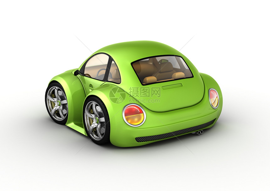 小绿车3d孤立在白色背图片
