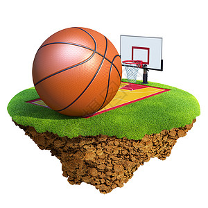 基于小星球的篮球篮板篮筐和球场篮球队或比赛设计的概念小背景图片