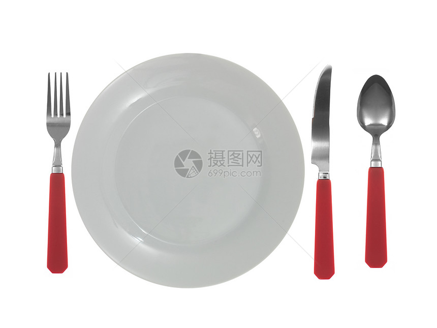 带餐具和盘子的晚餐环境图片