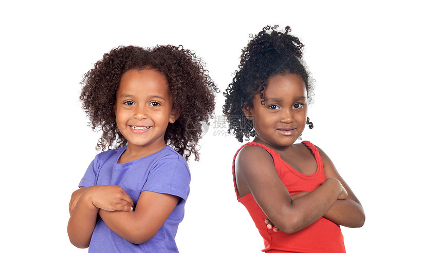 非洲姐妹儿童因白种以上背景被孤立的图片