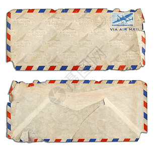 旧航空邮件信封的正面和背面背景图片