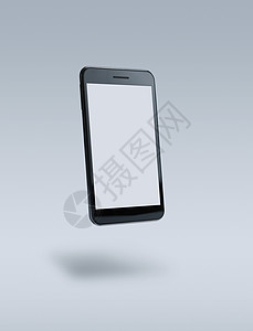 灰色背景上的空白智能电话带有横线和图片