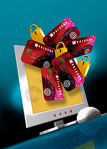 网上信用卡和银行欺诈行为要求加强安全措施的概念形象图片