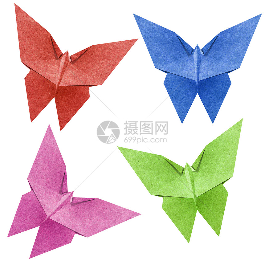 由再生纸制成的折纸蝴蝶图片