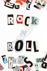 Rockn以剪切字母制成的滚式刻字图片
