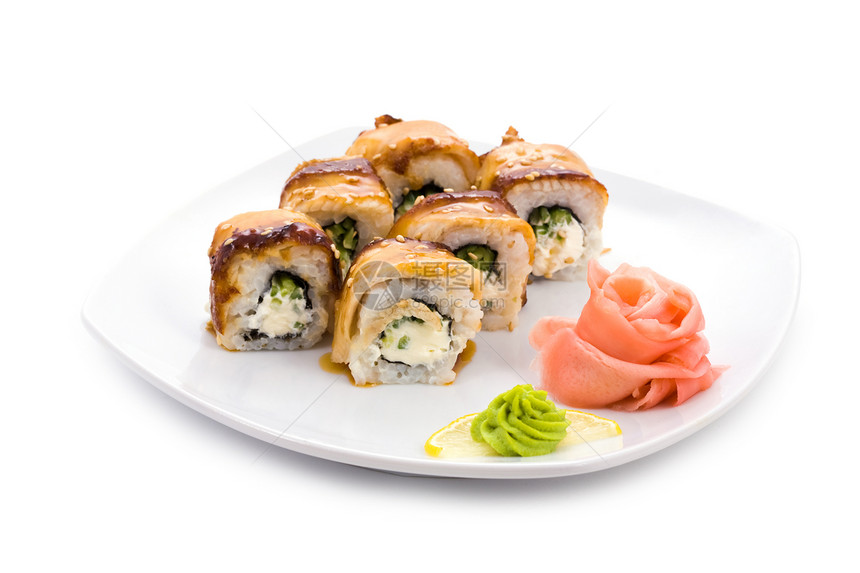 Maki寿司与咸姜和的图图片