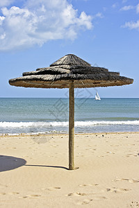 夏天在海滩上的遮阳伞图片