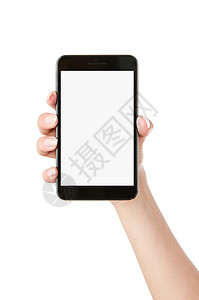 女手握空白手机智能电话图片