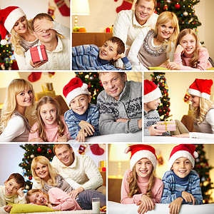 圣诞节前在家对幸福的家庭图片
