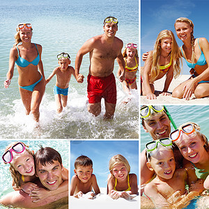 用家庭游泳和日光浴的图图片