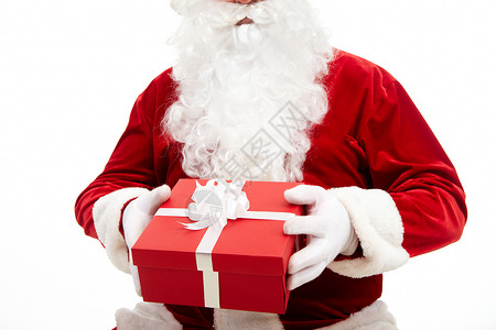 圣诞老人送红色礼盒背景图片