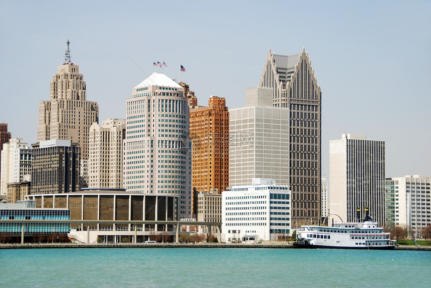 密歇根州底特律海滨和市中心图片