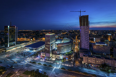 华沙的夜视全景波兰欧图片