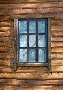 木墙上的老式窗户图片