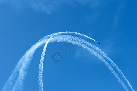 在蓝天无云的喷气式飞机上图片