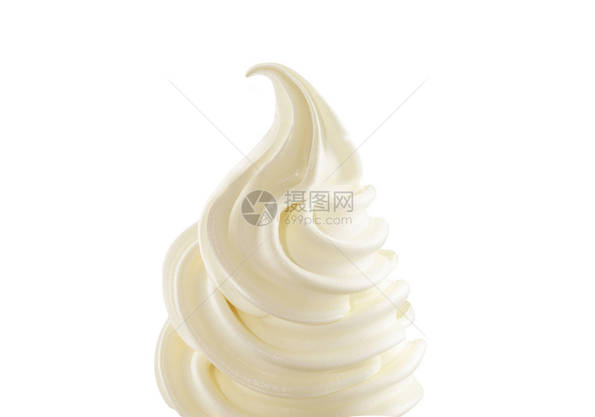 白色背景中的香草软冰淇淋图片