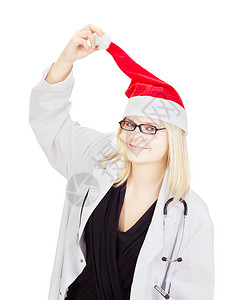戴着圣诞帽的医生图片