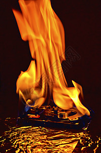计算机硬磁盘着火背景图片