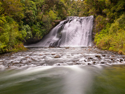 新西兰雨林中瀑布的长线图像新图片