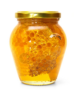 蜂蜜罐上白色孤立图片