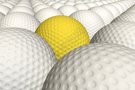 一个从人群中脱颖而出的黄色高尔夫球背景图片