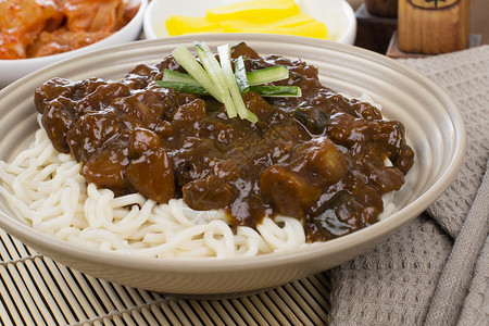 Jajangmyeon韩国人猪肉蔬图片