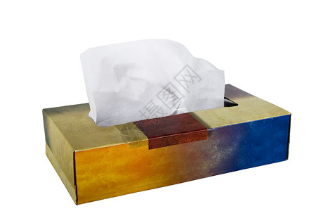 纸巾盒上白色孤立背景图片