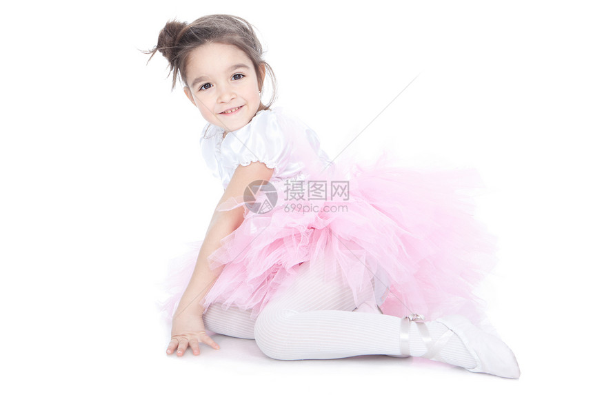 Ballerina儿童舞蹈者坐图片
