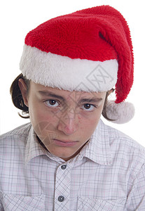身戴圣诞帽子的有小便道问题的英图片