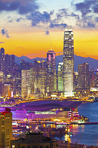 夕阳下的香港建筑图片