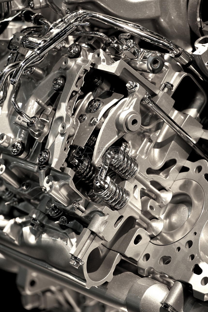 金属现代汽车发动机照片背景垂直照片引擎特写图片