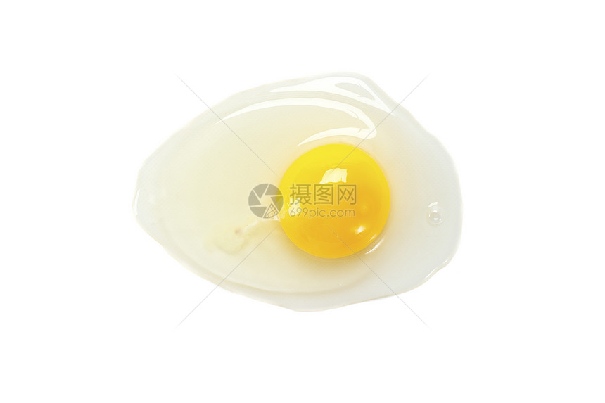 在白色背景上显示的蛋清和蛋黄图片