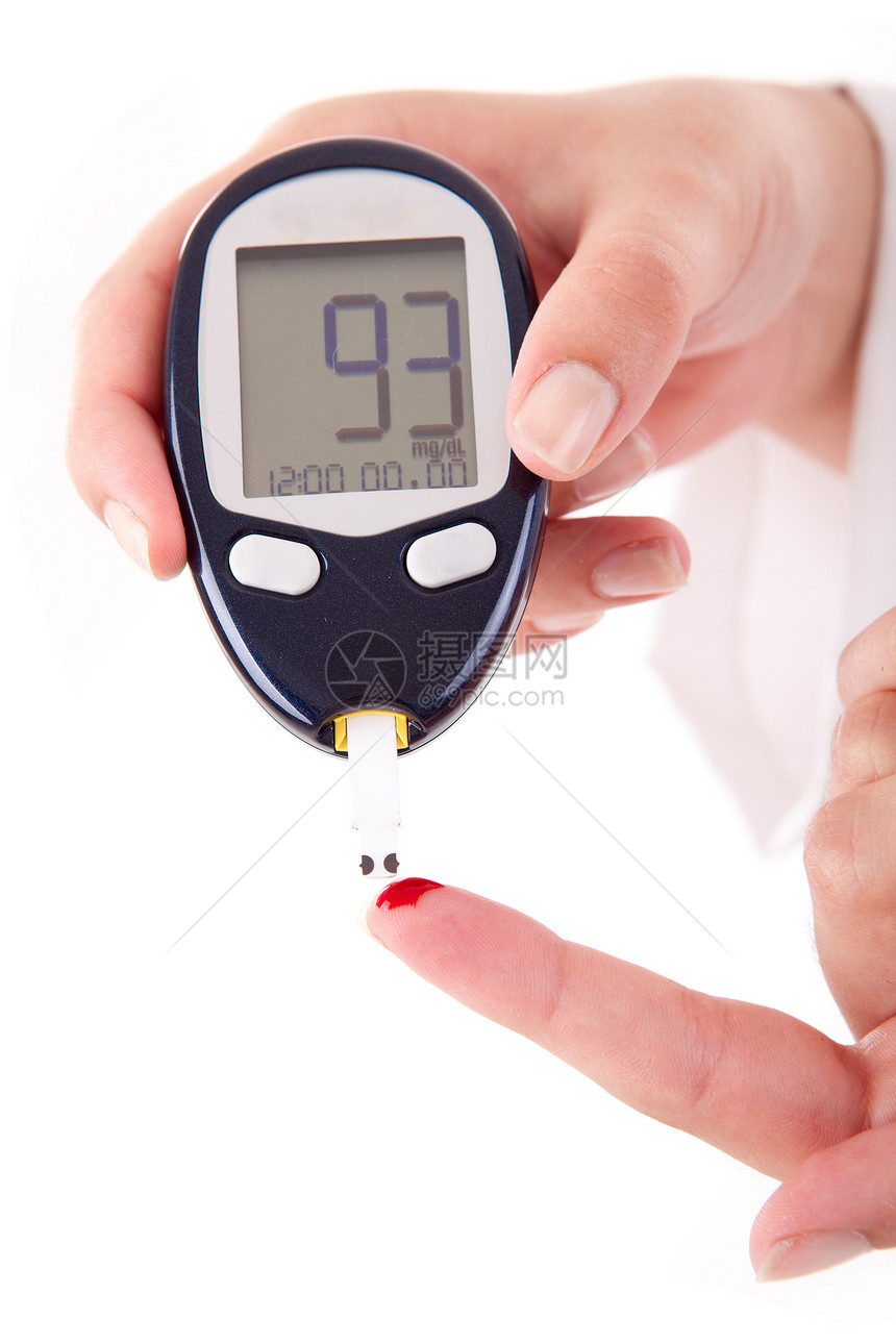 糖尿病患者测量血糖水平血液图片