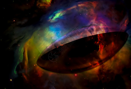 科幻小说幻想和太空船在空间粉尘的波图片
